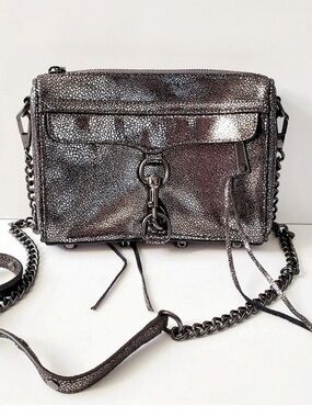 Rebecca Minkoff Mini MAC Crossbody Bag Gunmetal Metallic Black